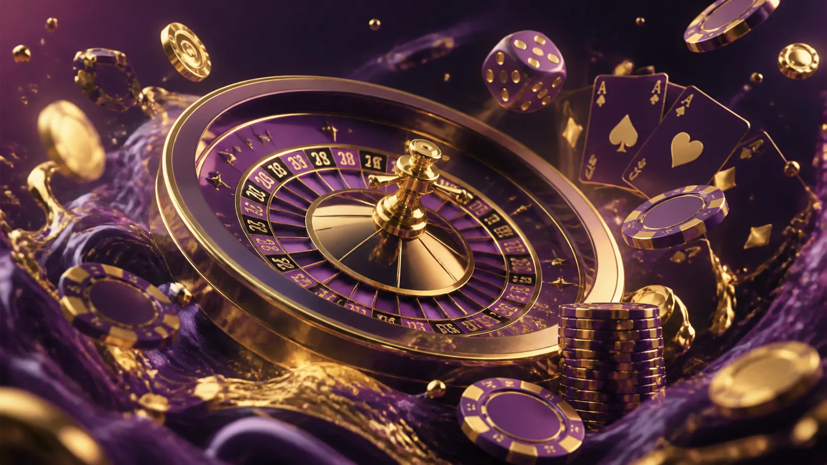 High-end casino banner for Gtspins with poker chips, diamonds, and luxury elements in a glossy 3D style.